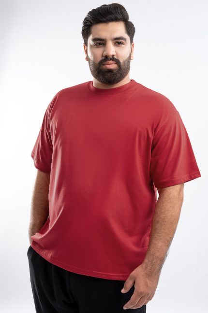 Red Basic Oversized T-Shirt  (Plus Size) - S25 - MT0362P
