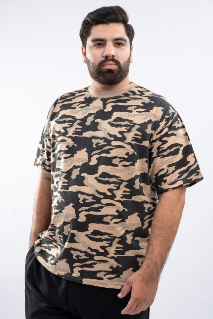 Camouflage Oversized T-Shirt Beige (Plus Size) - S25 - MT0368P