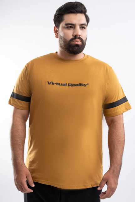 Brown Virtual Reality Graphic T-Shirt (Plus Size) - S25 - MT0385P