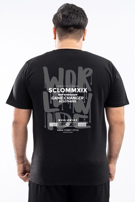 Black Street Style Graphic T-Shirt (Plus Size) - S25 - MT0391P
