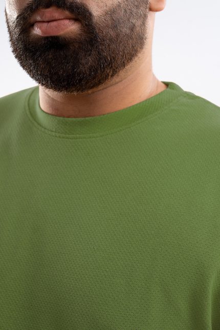 Olive Popcorn Knit Basic Oversized T-Shirt  (Plus Size) - S25 - MT0365P