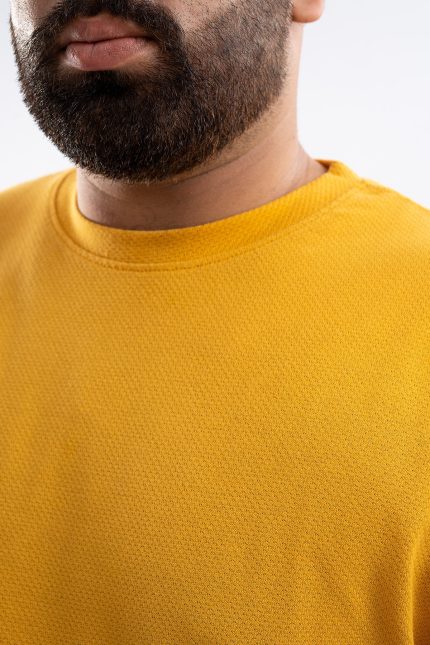 Mustard Popcorn Knit Basic Oversized T-Shirt  (Plus Size) - S25 - MT0366P